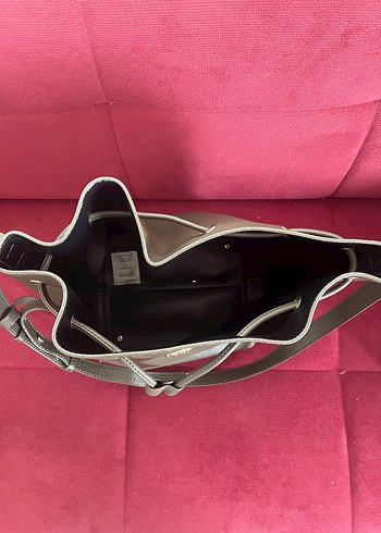 Gri Deri Kadın Büzgülü Pierre Cardin Omuz Çantası - Görsel 2