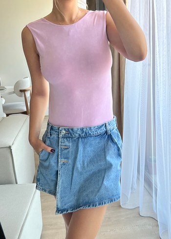Zara Zara Pembe Sırt Detaylı Bodysuit