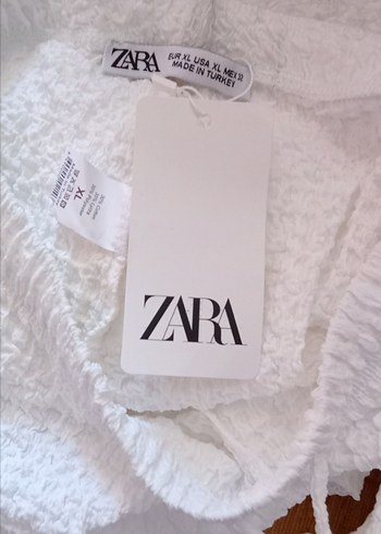 xl Beden beyaz Renk Beyaz Keten Baloncuk. Kadın Pantolon Zara markali ve etiketli