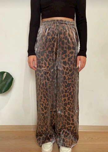 Kadın Leopar Desenli Bol Kesim Kumaş Pantolon - Görsel 5