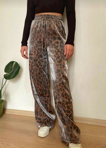 Kadın Leopar Desenli Bol Kesim Kumaş Pantolon - Görsel 6