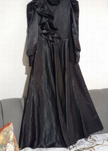 Siyah Uzun Kollu Saten Elbise L 40 - Görsel 14