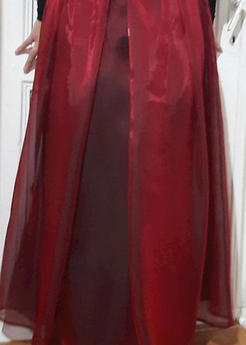 Bordo Parlak Dorce saten  straplez Takim L 40 - Görsel 4