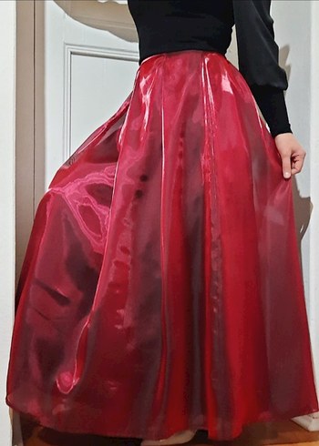 Bordo Parlak Dorce saten  straplez Takim L 40 - Görsel 3