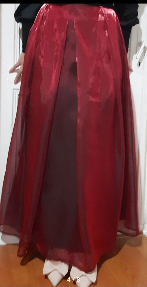 Bordo Parlak Dorce saten  straplez Takim L 40 - Görsel 4