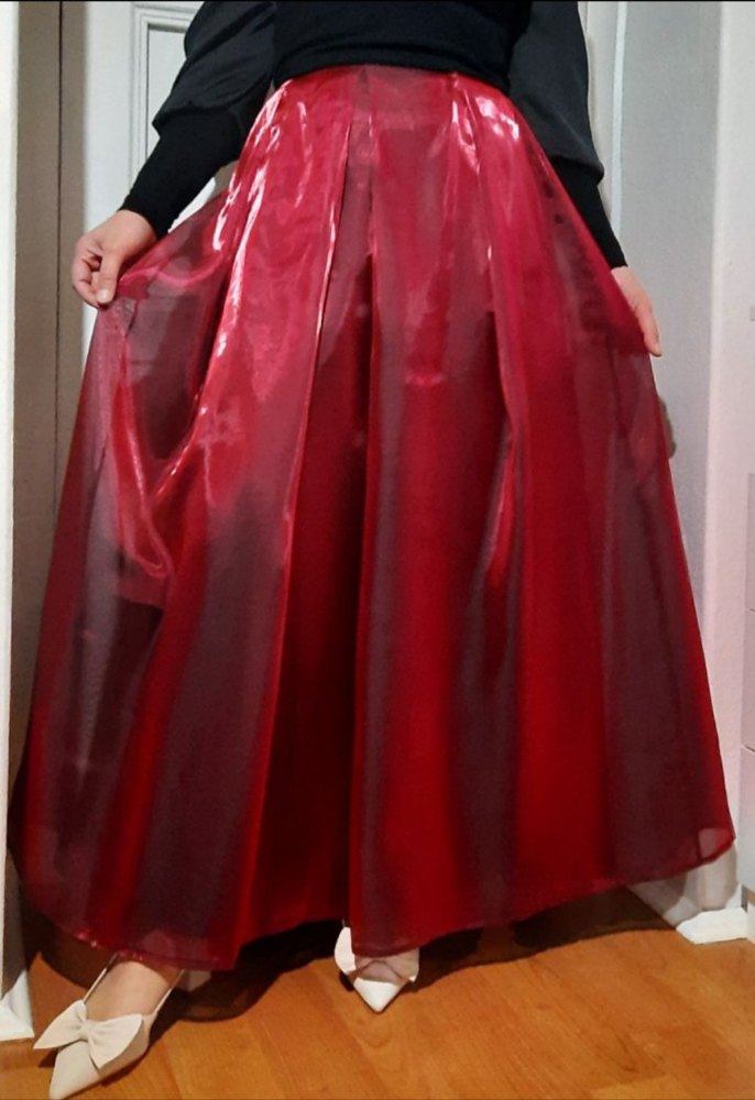 Bordo Parlak Dorce saten  straplez Takim L 40 - Görsel 5