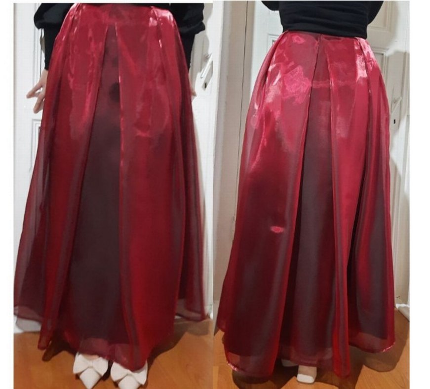 Bordo Parlak Dorce saten  straplez Takim L 40 - Görsel 2