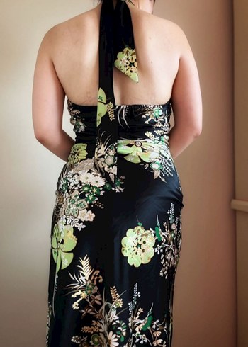 Yüksek Yakalı Siyah Mini Bohem Elbise - Görsel 3