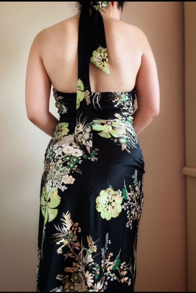 Yüksek Yakalı Siyah Mini Bohem Elbise - Görsel 3