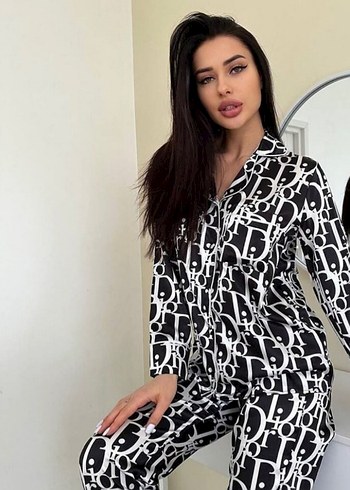 Siyah Desenli Kadın Pijama Takımı L 40 orjinal urundur - Görsel 3