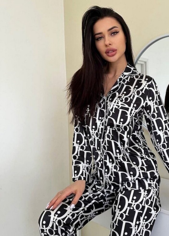 Siyah Desenli Kadın Pijama Takımı L 40 orjinal urundur - Görsel 3