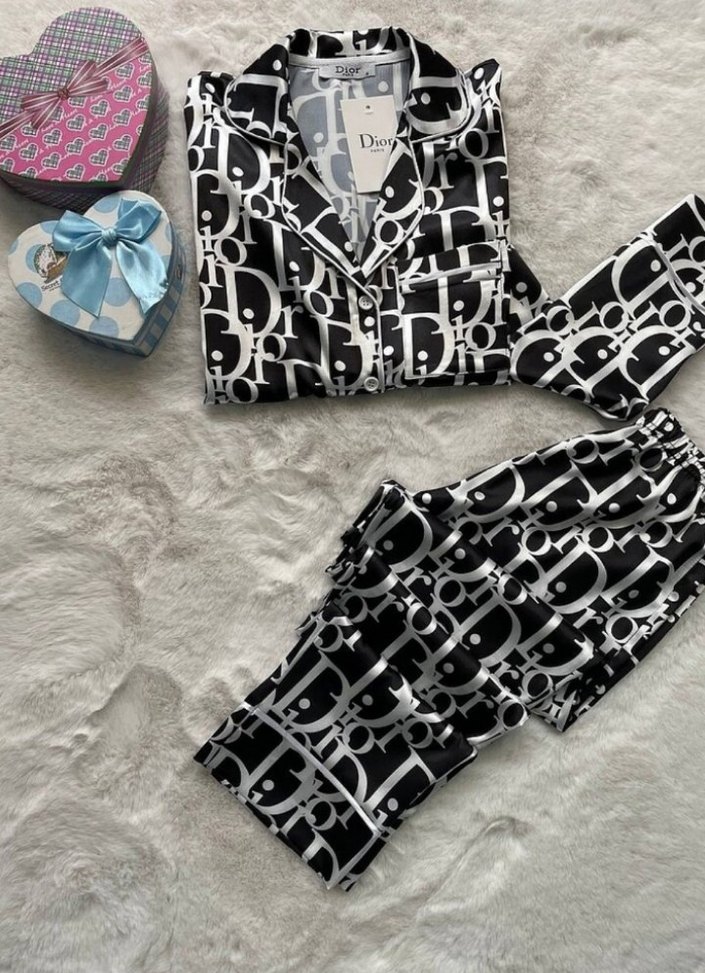 Siyah Desenli Kadın Pijama Takımı L 40 orjinal urundur - Görsel 5