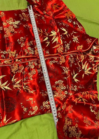 ÇİN JAPON KİMONO TAKİM XL 42 Desenleri kabartma islemedir. - Görsel 3