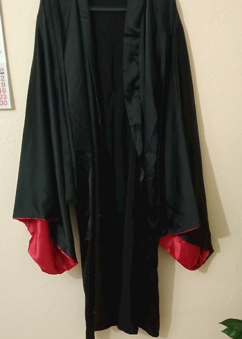 Siyah Kırmızı İki Renkli Uzun Kadın Kimono - Görsel 6