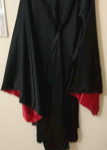 Siyah Kırmızı İki Renkli Uzun Kadın Kimono - Görsel 8
