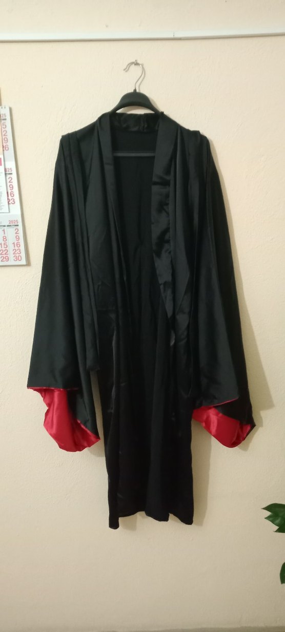 Siyah Kırmızı İki Renkli Uzun Kadın Kimono - Görsel 4