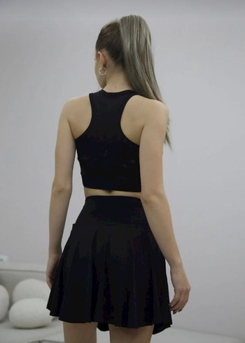 l Beden siyah Renk MAYO Sortlu etek. Bustiyer crop