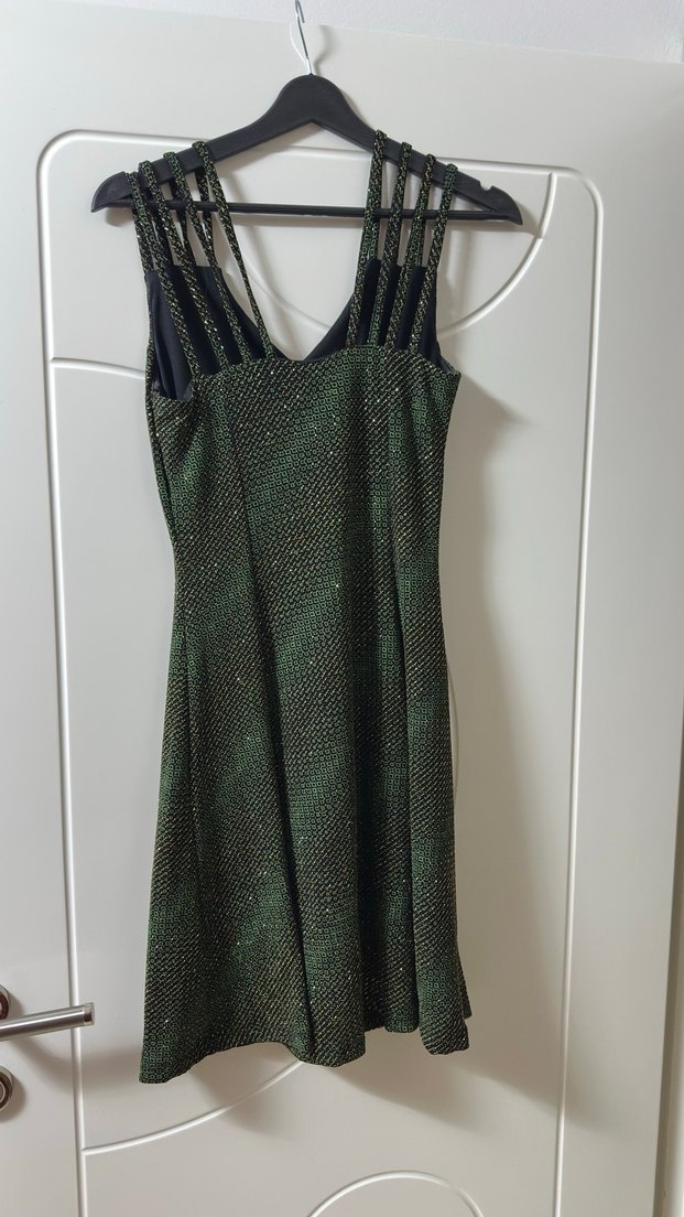 Işıkta Parlayan Yeşil Abiye Mini Elbise - Görsel 2