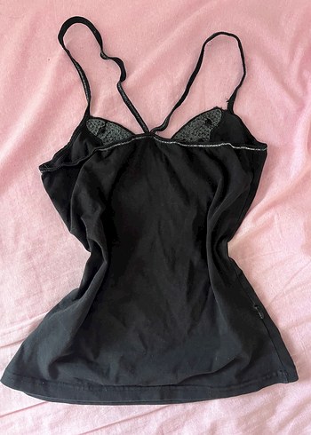 s Beden siyah Renk Siyah Payetli Kelebek Nakışlı Gotik Askılı Atlet