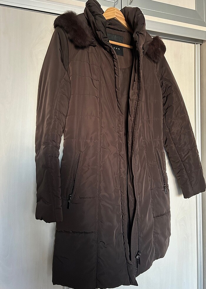 TÜZÜN kahverengi uzun mont - Görsel 3