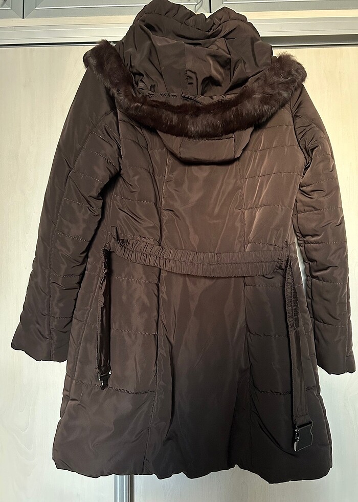 TÜZÜN kahverengi uzun mont - Görsel 4