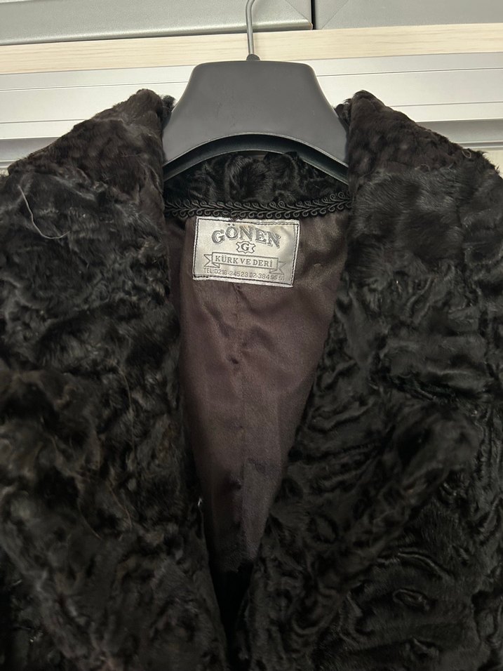 Astragan Siyah Midi Kadın Kürk Ceket - Görsel 2