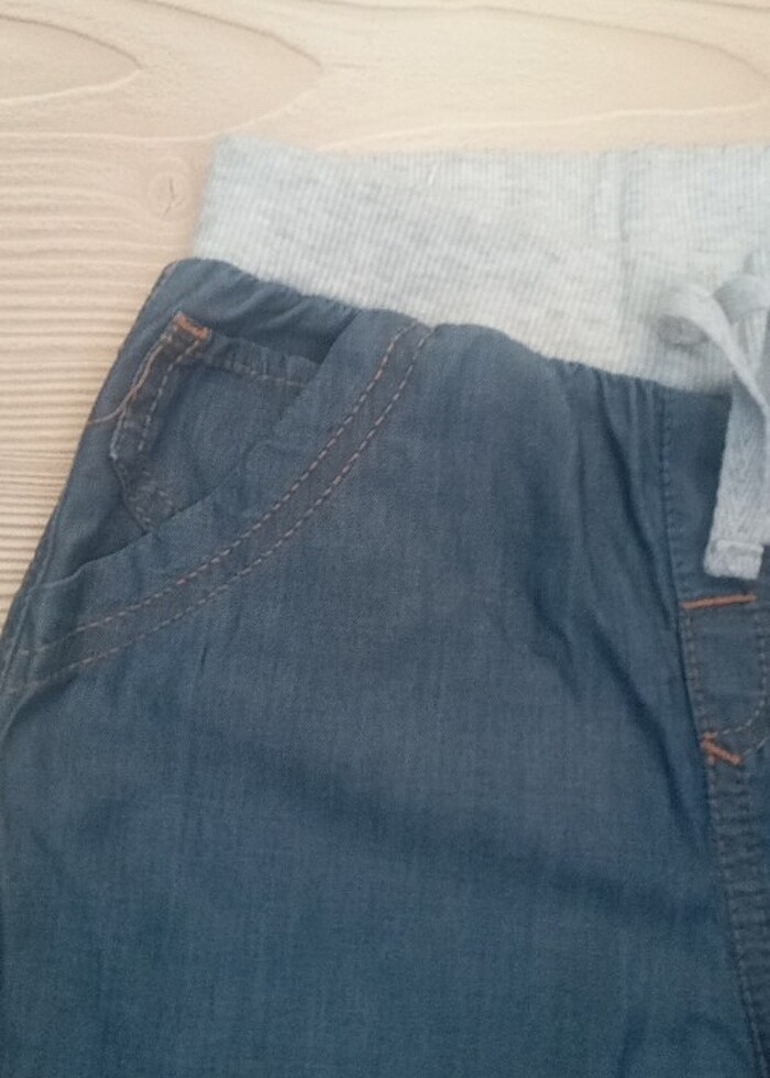 4 5 yaş erkek çocuk yazlık kot görünümlü keten pantalon - Görsel 2