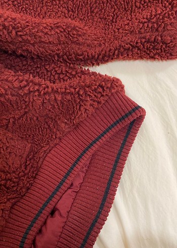 Bordo Kürklü Sokak Stili Kadın Ceket - Görsel 4