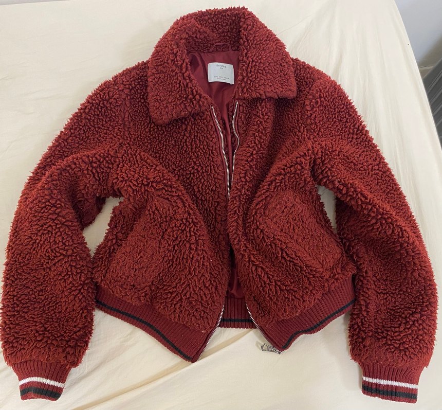 Bordo Kürklü Sokak Stili Kadın Ceket - Görsel 2