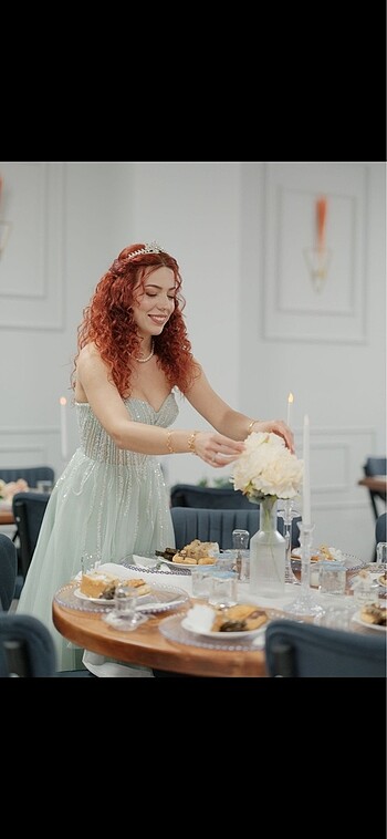 s Beden yeşil Renk Nişan Elbisesi