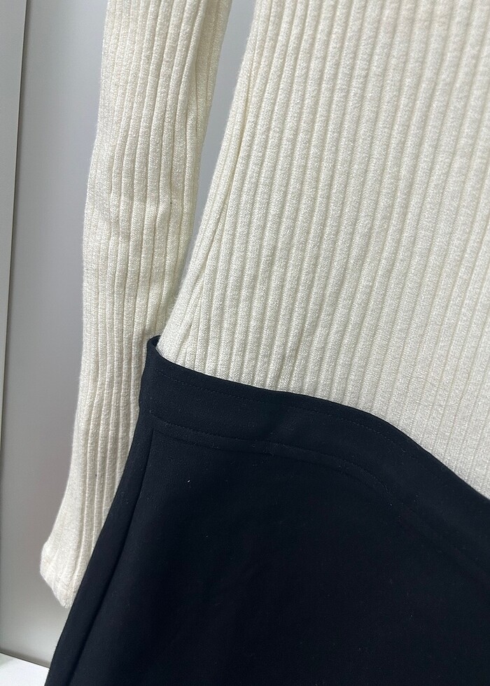 Mango siyah beyaz triko elbise - Görsel 3