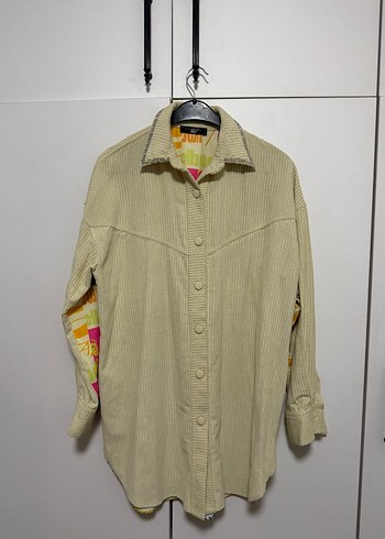 Diğer Bej Fitilli Oversize Gomlek