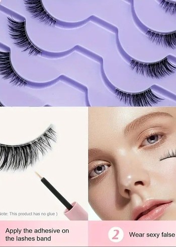 10 Çift Doğal Kedi Gözü Temu Takma Kirpik - Görsel 3