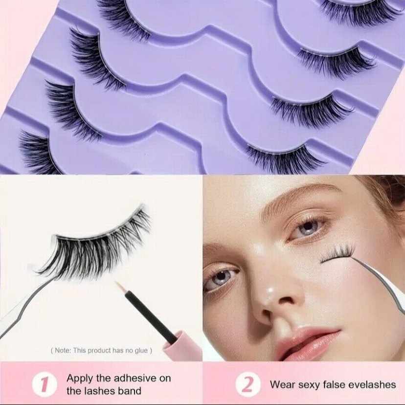 10 Çift Doğal Kedi Gözü Temu Takma Kirpik - Görsel 3