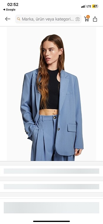 BERSHKA BLAZER CEKET (Bebe mavisi)