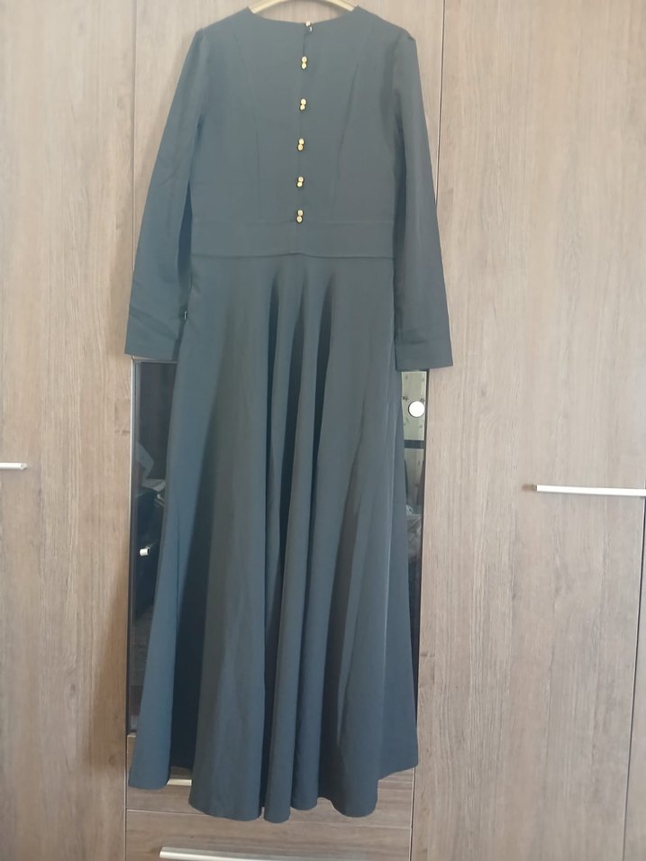 Siyah Nakışlı Uzun Kollu Kadın Elbise - Görsel 2