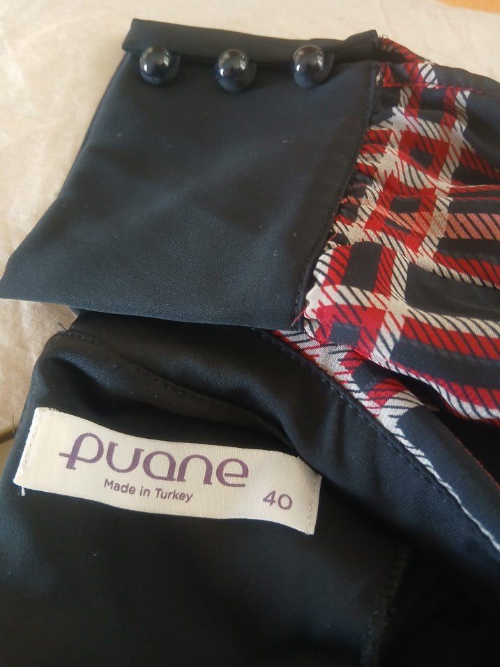 Uzun Kollu Kareli Kadın Elbise - Görsel 4