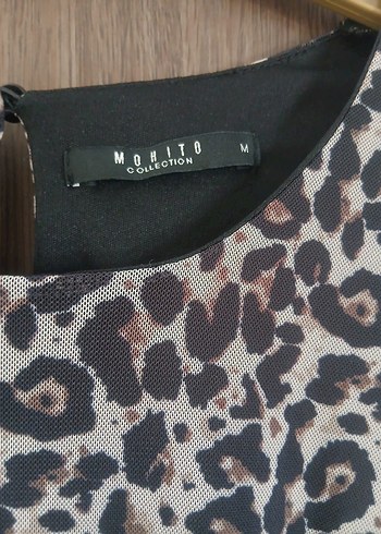 Uzun Kollu Leopar Desenli Kadın Elbise - Görsel 2