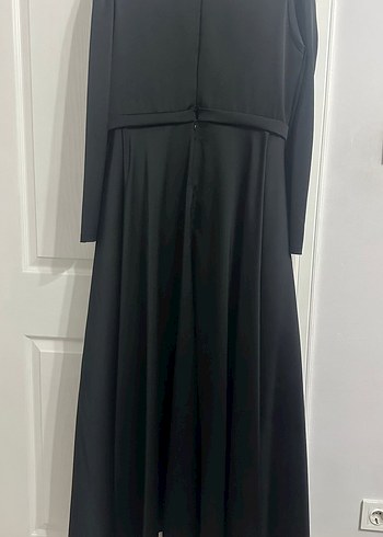 Abiye Uzun Kollu Siyah Nakışlı Gotik Abiye Elbise