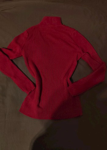 Kırmızı Yarım Balıkçı Yaka Triko Kazak - Görsel 2