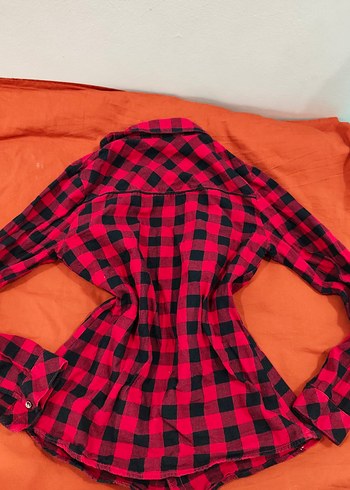 Kadın Kırmızı Ekose Gömlek Uzun Kollu - Görsel 3