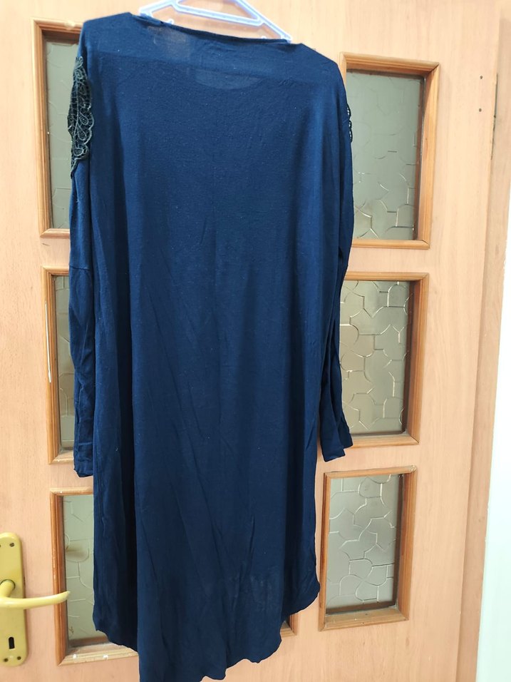 Uzun Kollu Lacivert Kadın Tunik - Görsel 2