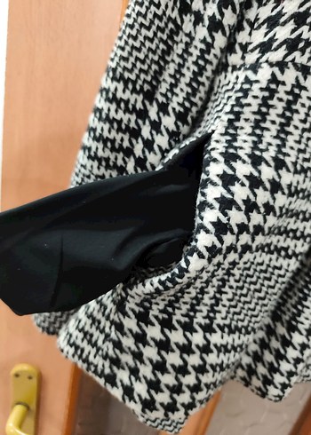 Düğmeli Gri Ekose Midi Kadın Kaban - Görsel 4