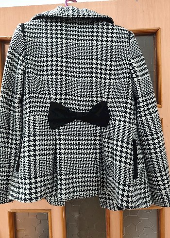 Düğmeli Gri Ekose Midi Kadın Kaban - Görsel 2