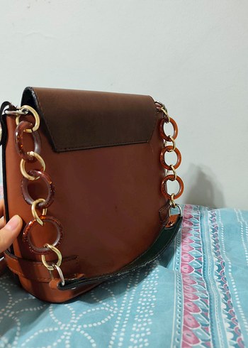 Kahverengi Deri Tokalı Kadın Çanta - Görsel 2