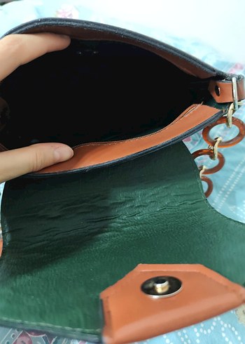 Kahverengi Deri Tokalı Kadın Çanta - Görsel 3