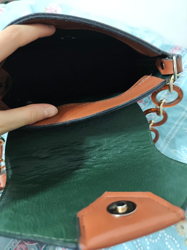 Kahverengi Deri Tokalı Kadın Çanta - Görsel 3