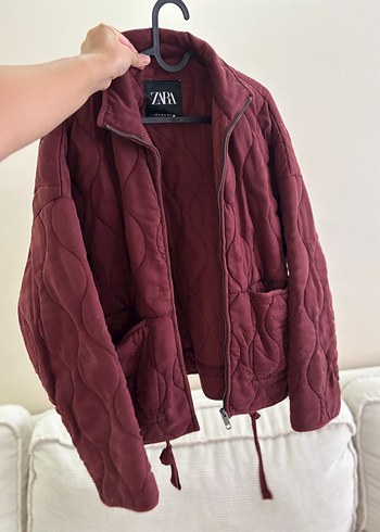 Bordo Fermuarlı Street Wear Kadın Ceket