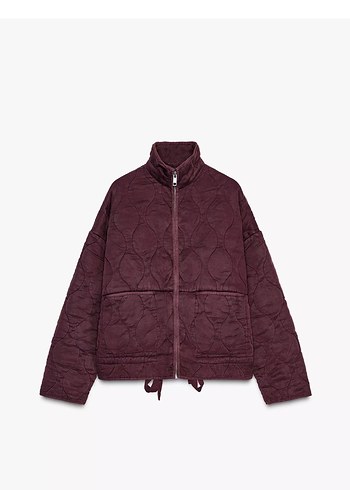 m Beden bordo Renk Bordo Fermuarlı Street Wear Kadın Ceket