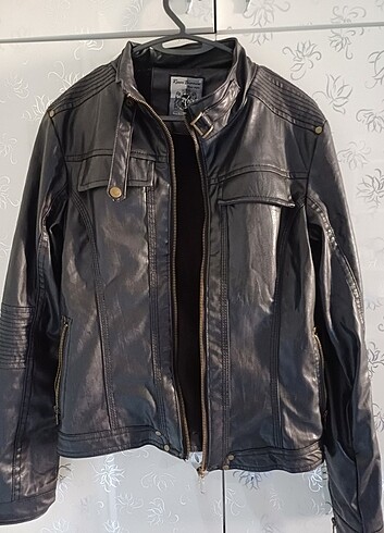 xl Beden Rosso bianco deri ceket